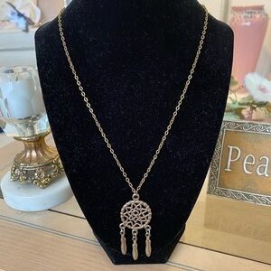 Vintage Dreamcatcher Gold Tone Necklace
